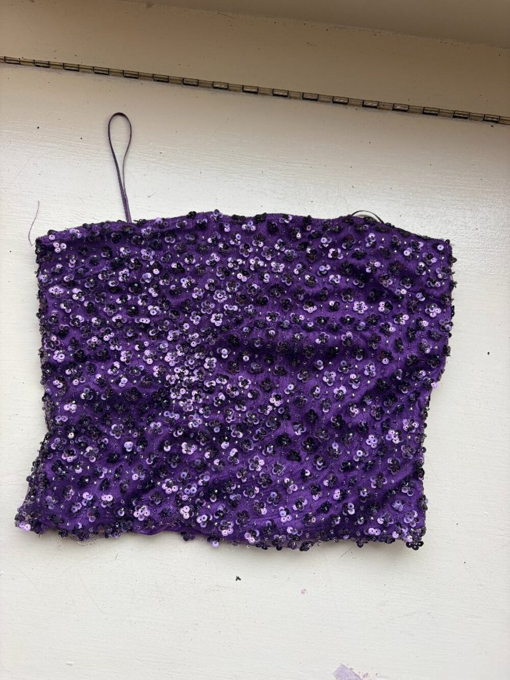 Urban Outfitters Purple Sequin Floral Strapless Tube Top Small